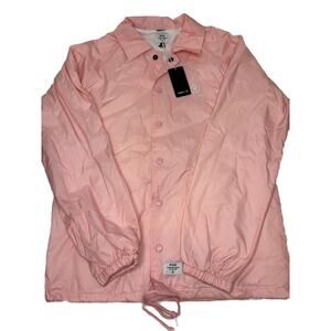 NWT Ride Snowboard Pink Coach’s Windbreaker Collared Snap Jacket Size Small